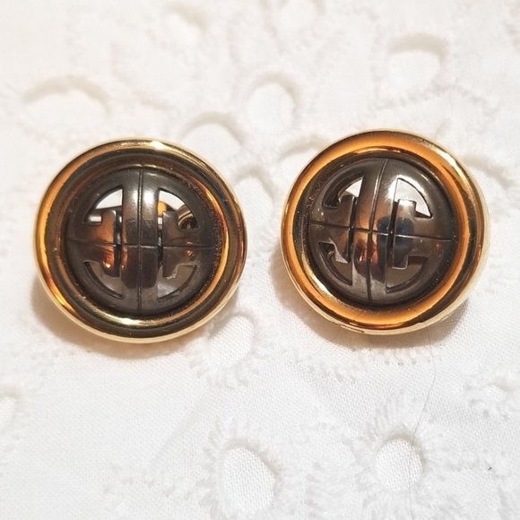LOGO GIVENCHY Paris New York Vintage Button Earrings - Picture 2 of 5